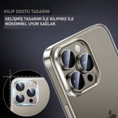iPhone 15 Pro Max/iPhone 15 Pro Natürel Titanyum Kamera Lens Koruyucu