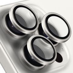 iPhone 15 Pro Max/iPhone 15 Pro Beyaz Titanyum Kamera Lens Koruyucu