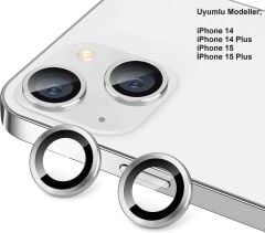 iPhone 14 / 14 Plus / 15 / 15 Plus Beyaz Kamera Lens Koruyucu