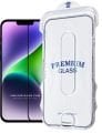 (MAGICBOX TAM) iPhone 14 Plus Uyumlu Tam Kaplayan Kolay Kurulum Aparatlı Premium Cam Ekran Koruyucu