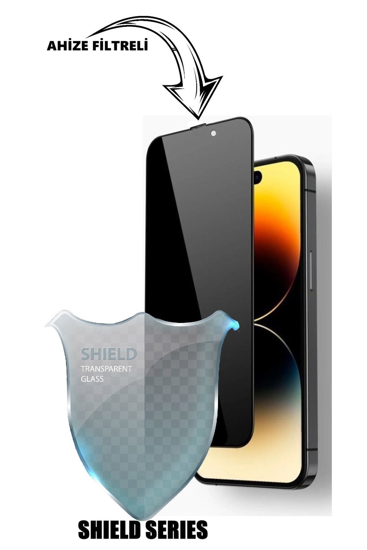(SHIELD HAYALET) iPhone 14 Pro Uyumlu Hayalet 6D Tam Kaplayan Temperli Cam Ekran Koruyucu