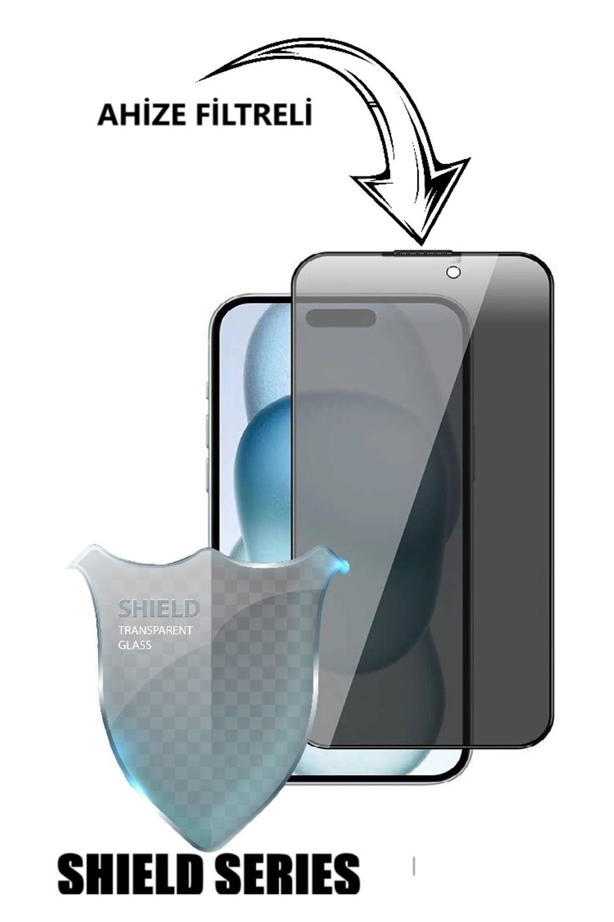 (SHIELD HAYALET) iPhone 15 Uyumlu Hayalet 6D Tam Kaplayan Temperli Cam Ekran Koruyucu