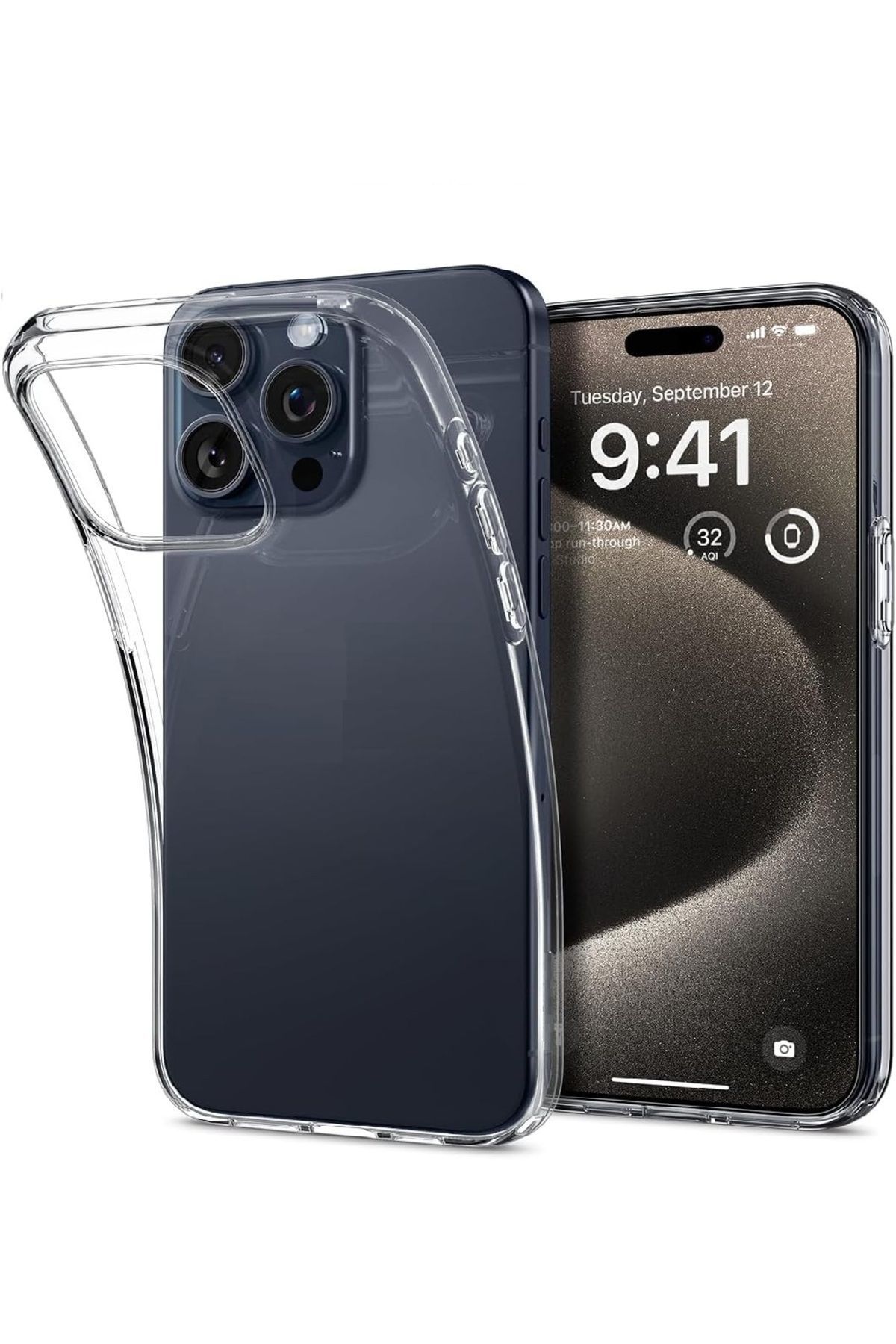(2MM ŞEFFAF) Iphone 15 Pro Uyumlu Şeffaf Yumuşak Esnek Silikon Kılıf