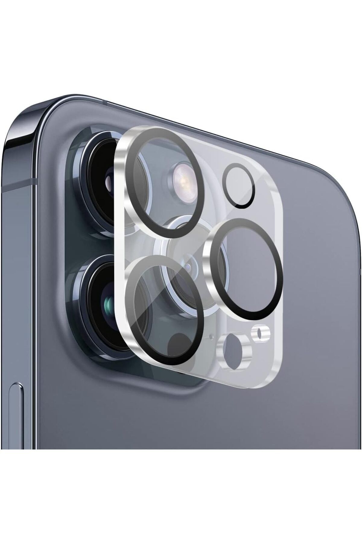 (TAM LENS) iPhone 13 Pro Max / 13 Pro Uyumlu Tek Parça Tam Kapatan Kamera Lens ve Yüzey Koruyucu