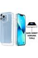 (TIPALI ŞEFFAF) Iphone 13 Pro Max Kamera Koruyuculu Şarj Yeri Tıpalı Yumuşak Şeffaf Silikon Kılıf