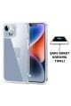 (TIPALI ŞEFFAF) Iphone 14 Kamera Koruyuculu Şarj Yeri Tıpalı Yumuşak Şeffaf Silikon Kılıf