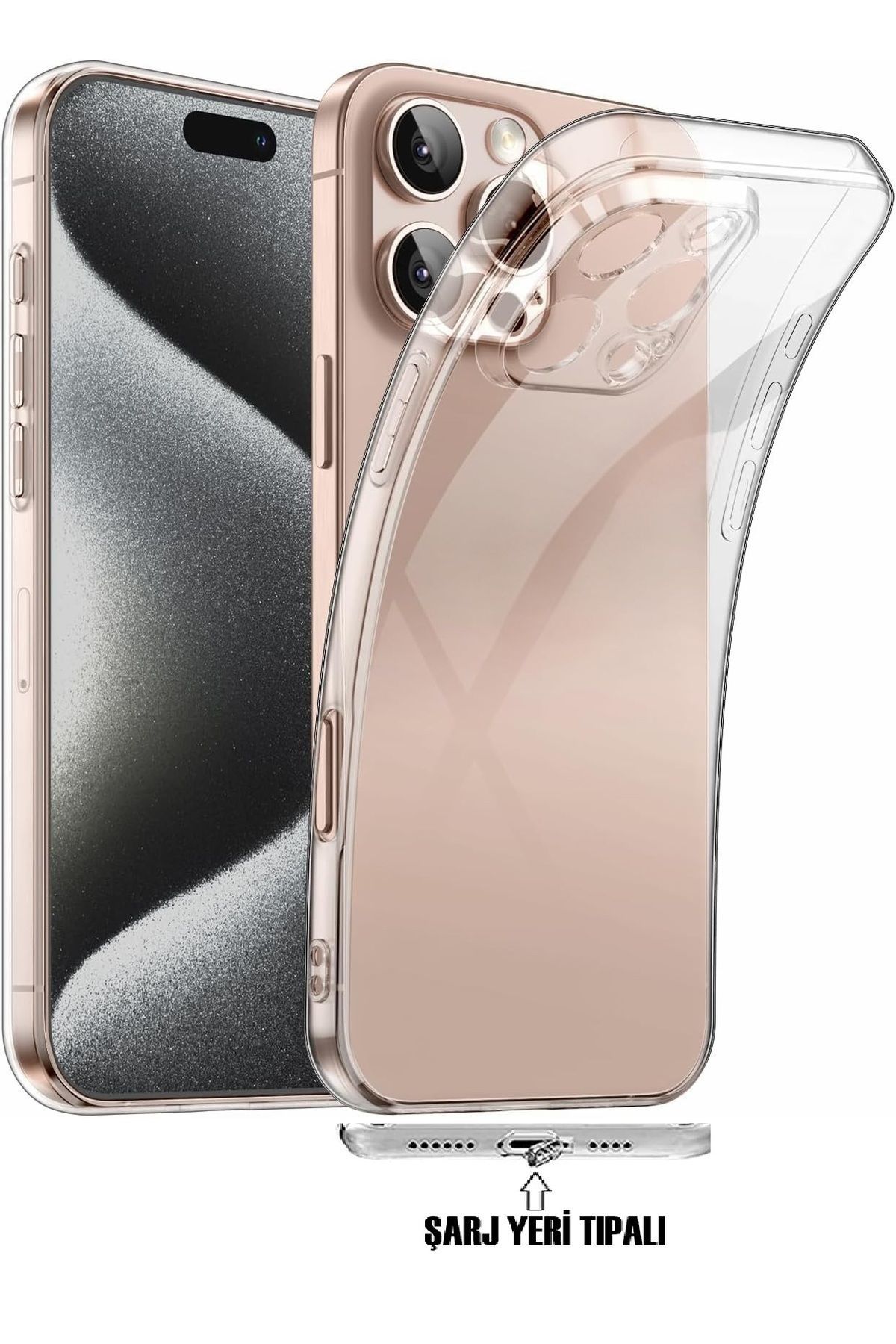 (TIPALI ŞEFFAF) Iphone 16 Pro Max Kamera Koruyuculu Yumuşak Şeffaf Silikon Kılıf