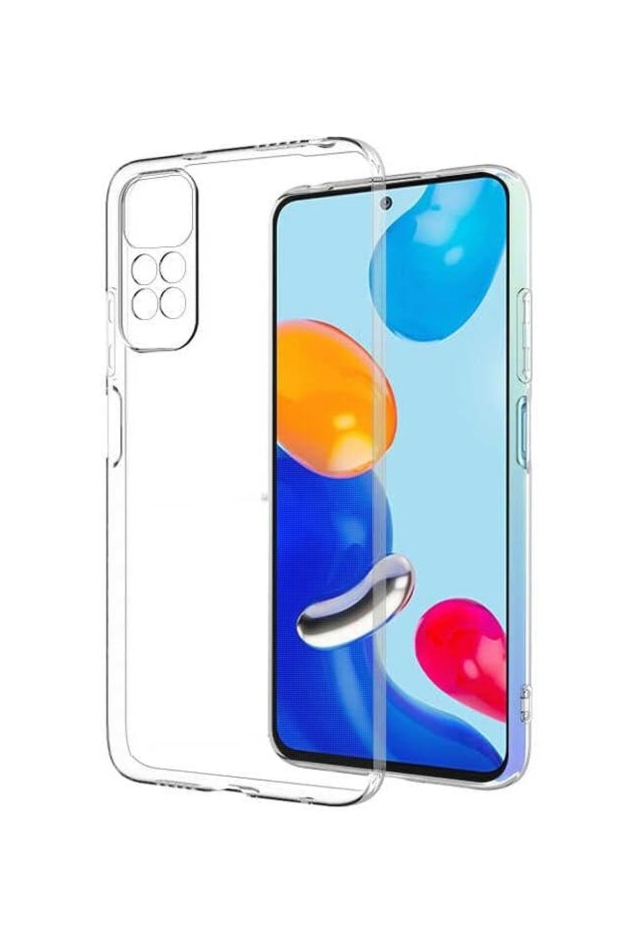 (TIPALI ŞEFFAF) Redmi Note 11 Kamera Koruyuculu Şarj Yeri Tıpalı Yumuşak Şeffaf Silikon Kılıf