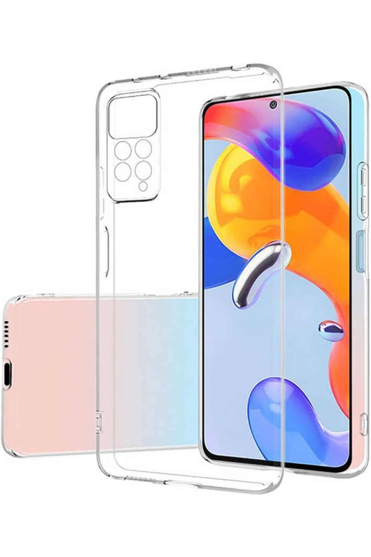(TIPALI ŞEFFAF) Redmi Note 11 Pro Kamera Koruyuculu Şarj Yeri Tıpalı Yumuşak Şeffaf Silikon Kılıf
