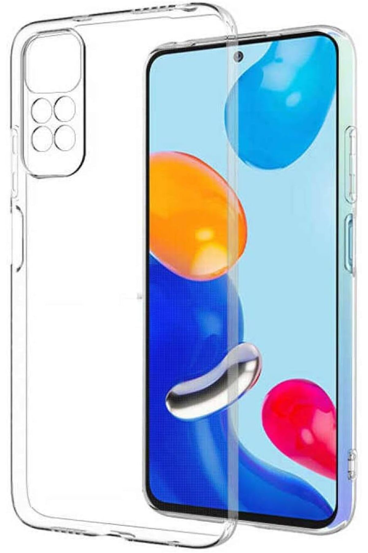 (TIPALI ŞEFFAF) Redmi Note 11s Kamera Koruyuculu Şarj Yeri Tıpalı Yumuşak Şeffaf Silikon Kılıf