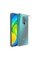 (TIPALI ŞEFFAF) Redmi Note 9 Kamera Koruyuculu Şarj Yeri Tıpalı Yumuşak Şeffaf Silikon Kılıf