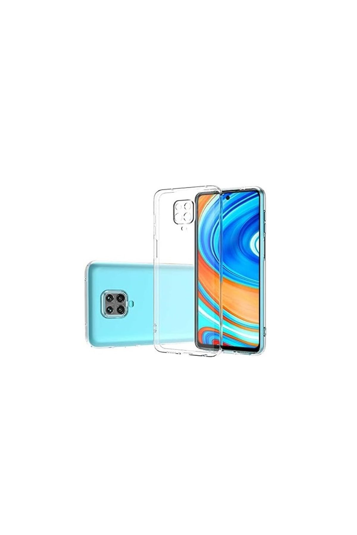 (TIPALI ŞEFFAF) Redmi Note 9s Kamera Koruyuculu Şarj Yeri Tıpalı Yumuşak Şeffaf Silikon Kılıf