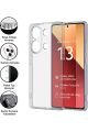 (TIPALI ŞEFFAF) Xiaomi Redmi Note 13 Pro 4g Kamera Koruyuculu Şarj Yeri Tıpalı Yumuşak Silikon Kılıf
