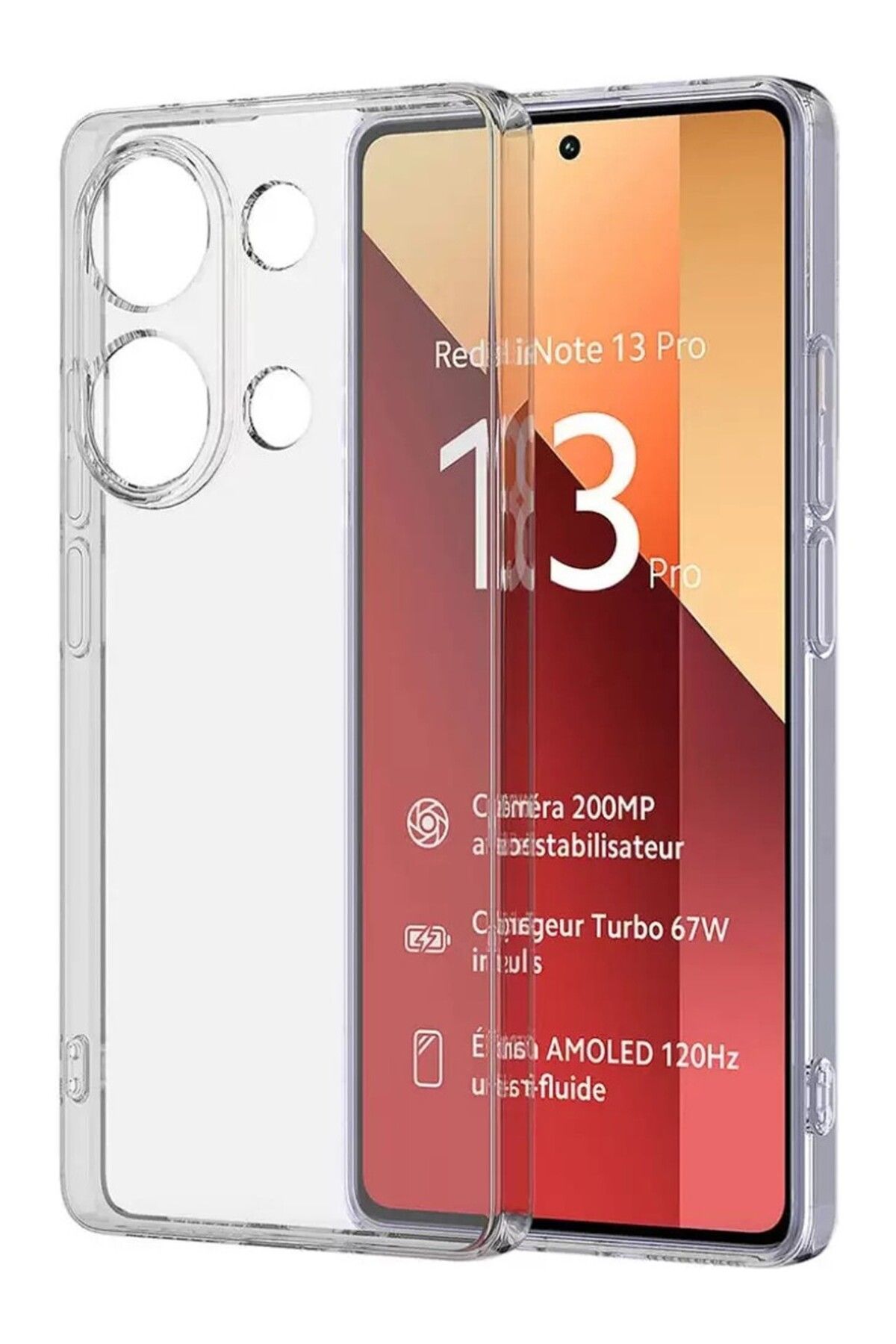 (TIPALI ŞEFFAF) Xiaomi Redmi Note 13 Pro 4g Kamera Koruyuculu Şarj Yeri Tıpalı Yumuşak Silikon Kılıf