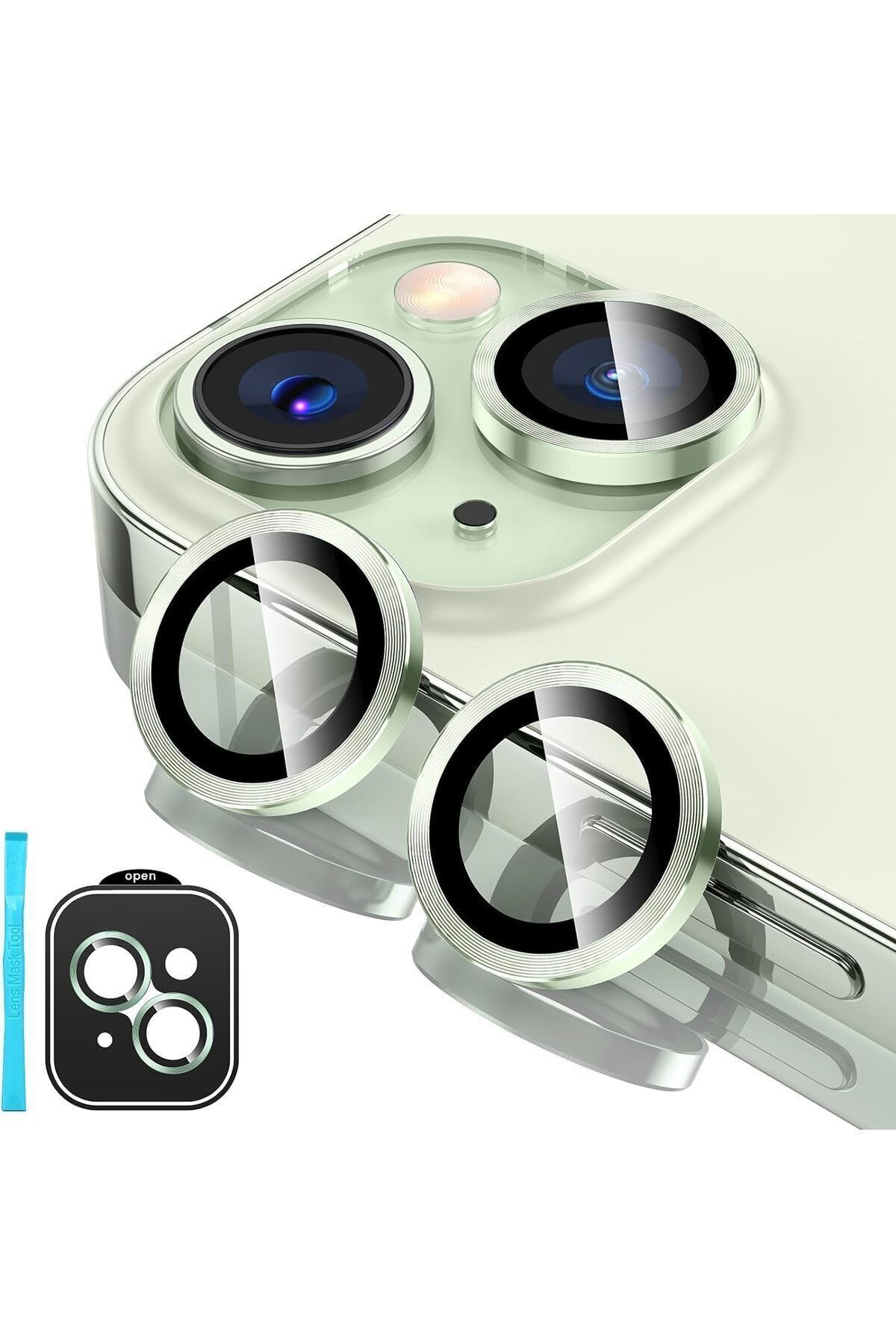 (SAFIR) Iphone 15 / 15 Plus Uyumlu Safir Kamera Lens Koruyucu Takma Aparatlı Kolay Kurulum