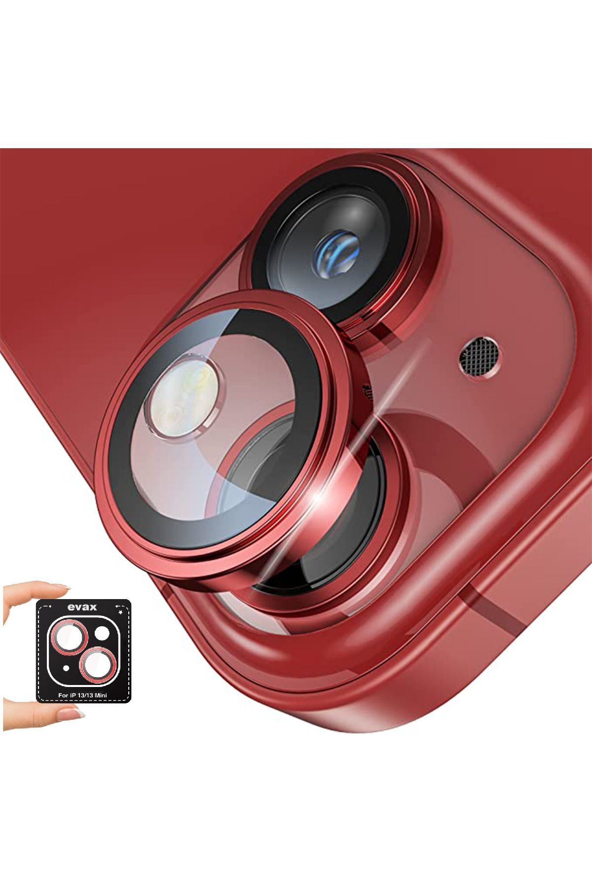 (SAFİR) Iphone 13 / 13 Mini Uyumlu Kolay Kurulum Aparatlı Safir Kamera Lens Koruyucu 2'li Set