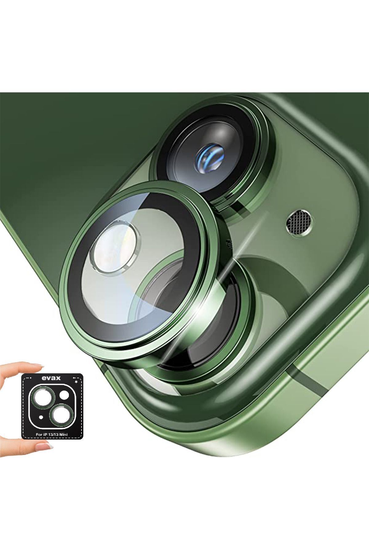 (SAFİR) Iphone 13 / 13 Mini Uyumlu Kolay Kurulum Aparatlı Safir Kamera Lens Koruyucu 2'li Set