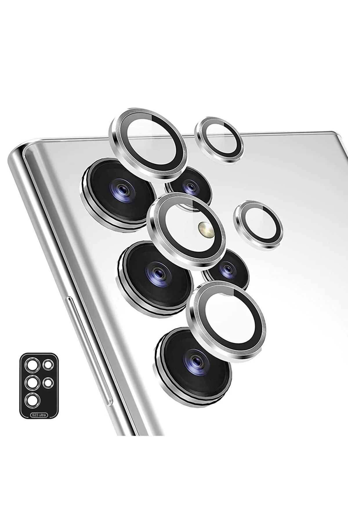 (SAFİR) Samsung S23 Ultra Uyumlu Safir Kamera Lens Koruyucu Takma Aparatlı Kolay Kurulum 5'li Set