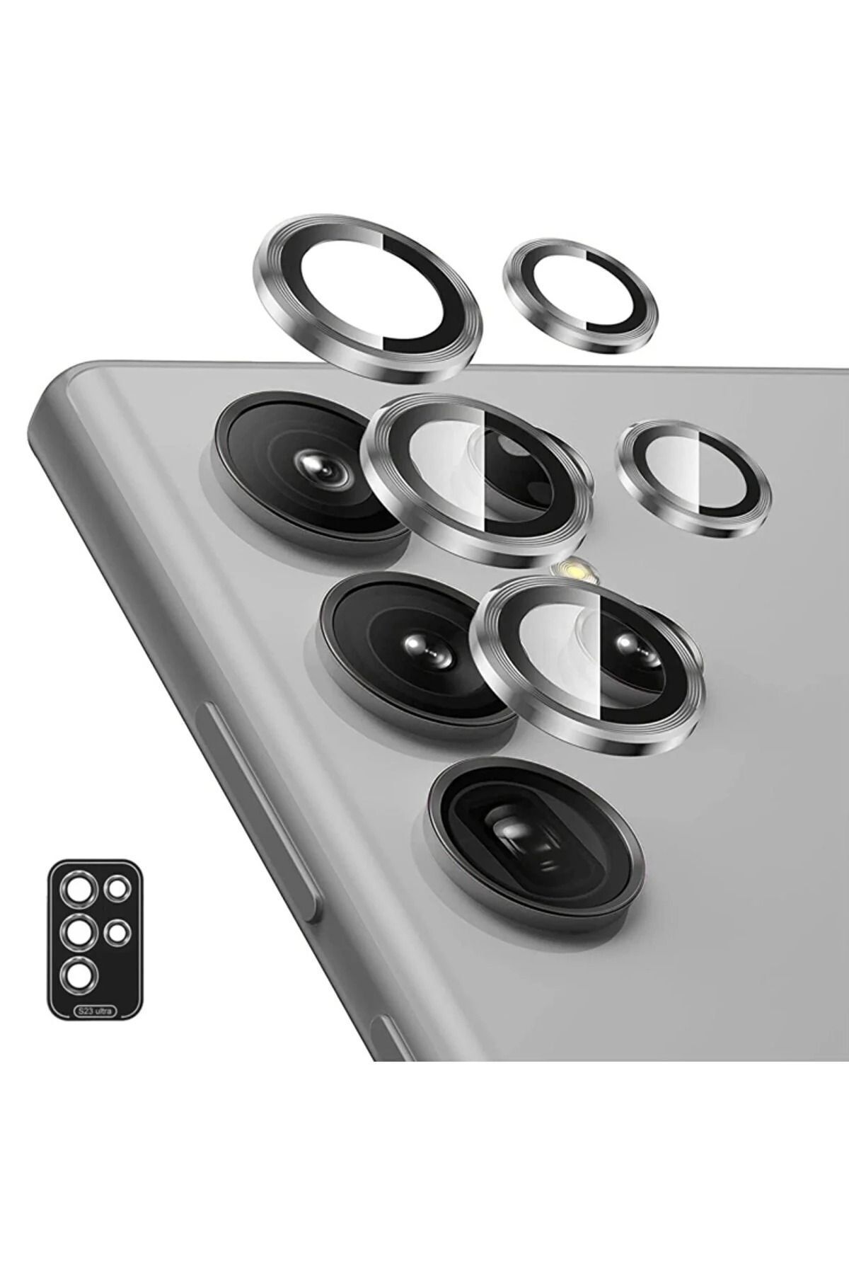 (SAFİR) Samsung S24 Ultra Uyumlu Safir Kamera Lens Koruyucu Takma Aparatlı Kolay Kurulum 5'li Set