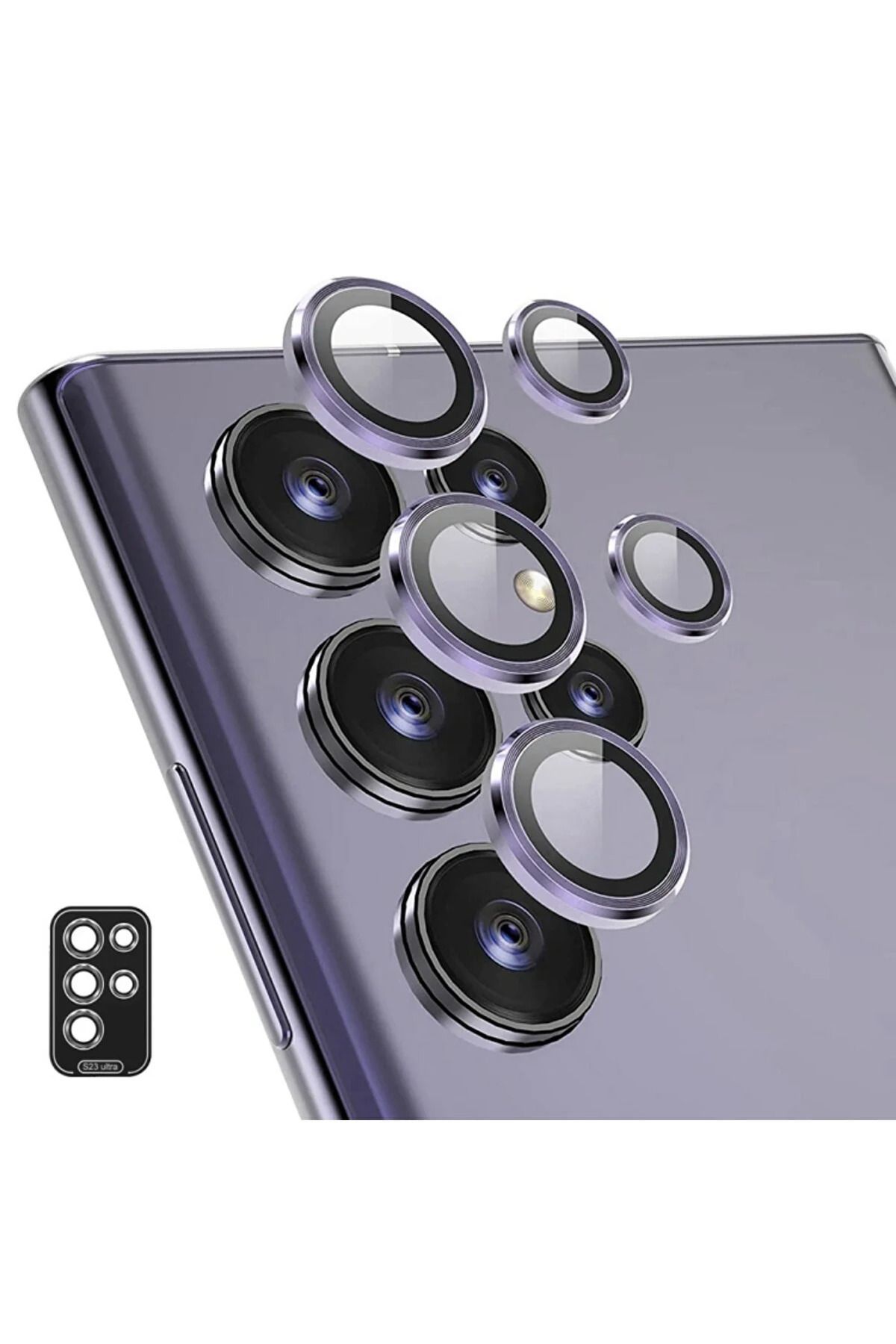 (SAFİR) Samsung S24 Ultra Uyumlu Safir Kamera Lens Koruyucu Takma Aparatlı Kolay Kurulum 5'li Set
