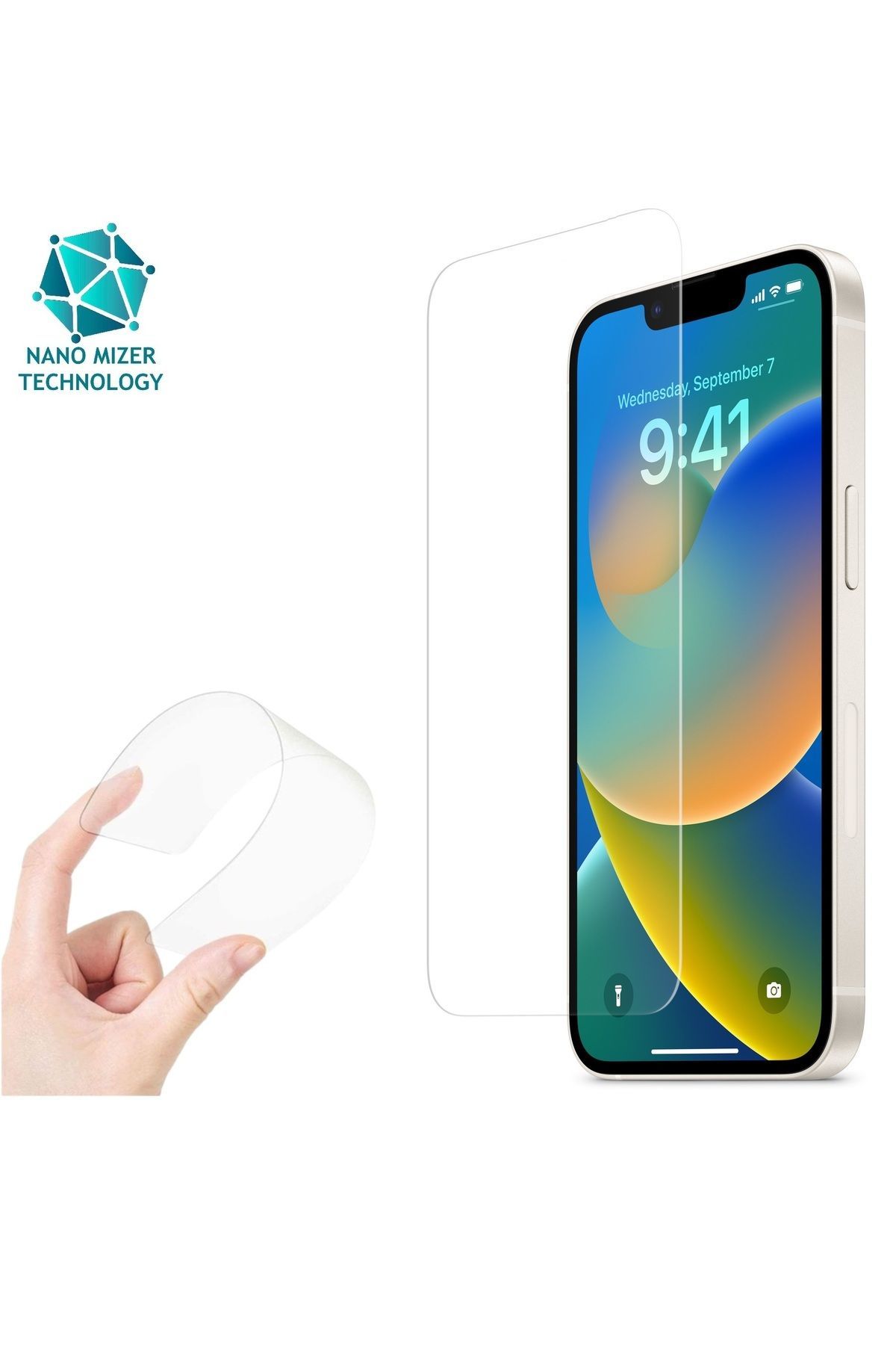 (ESNEK NANO CAM) Iphone 13 Uyumlu Ultra Ince Darbe Korumalı Esnek Nano Ekran Koruyucu