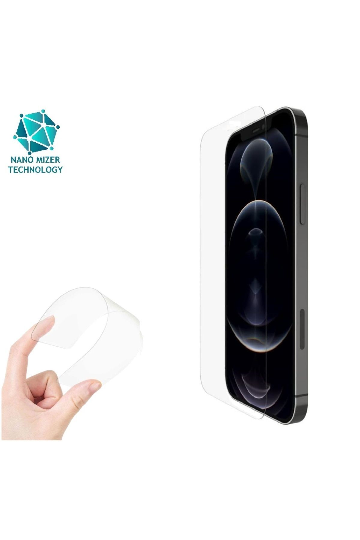 (ESNEK NANO CAM) iPhone  12 Pro Max Uyumlu Ultra İnce Darbe Korumalı Esnek Nano Ekran Koruyucu