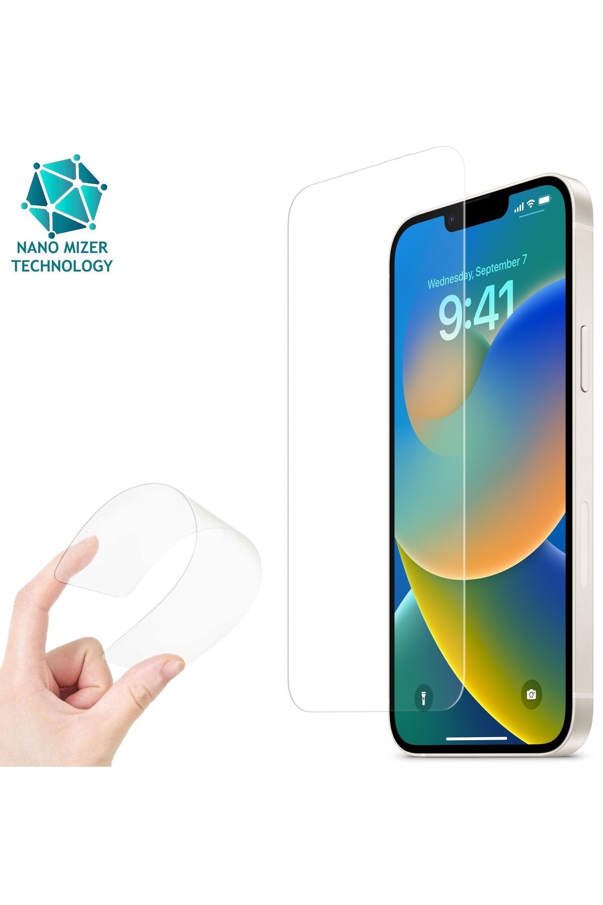 (ESNEK NANO CAM) iPhone 14 Plus Uyumlu İnce Darbe Korumalı Esnek Nano Ekran Koruyucu