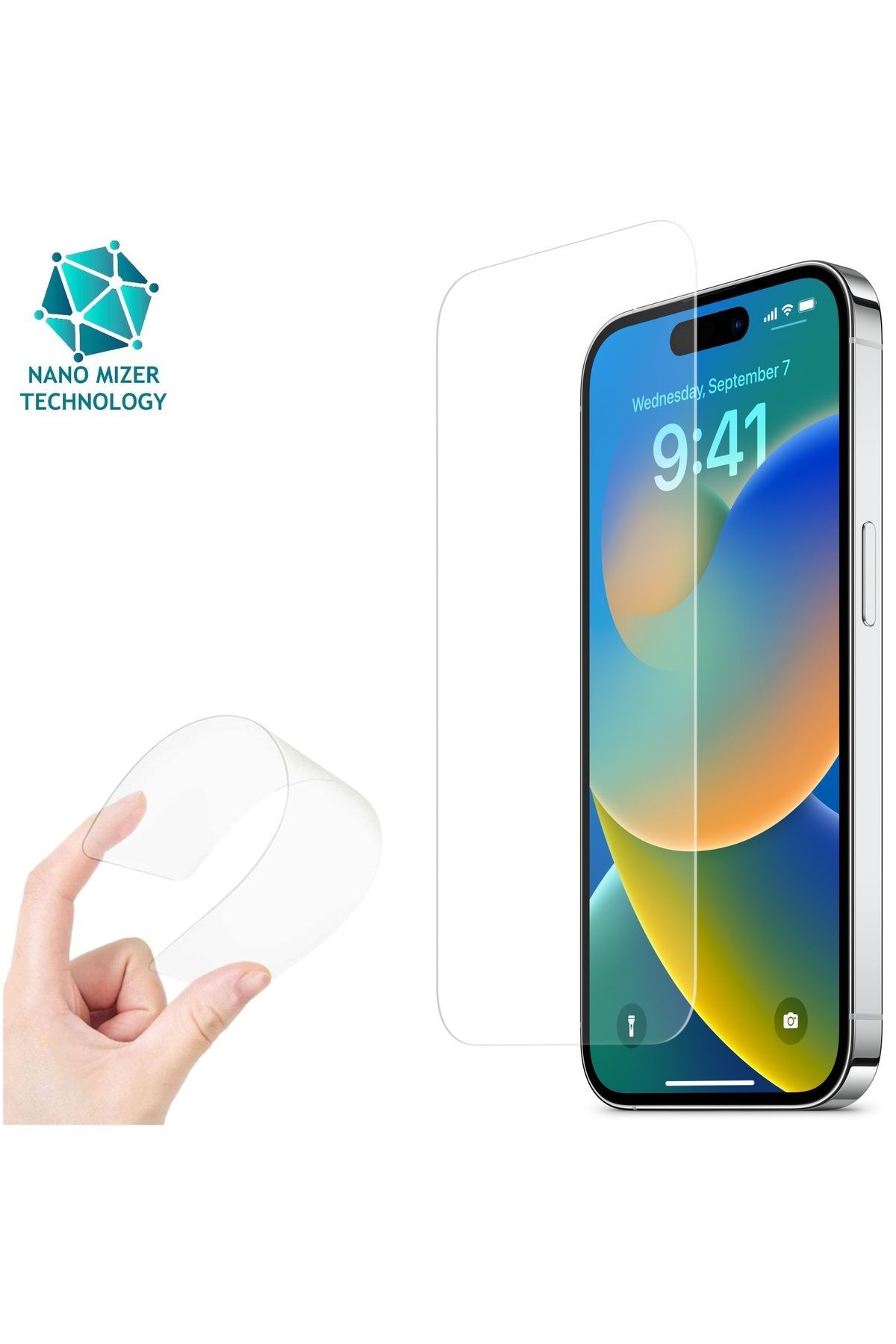 (ESNEK NANO CAM) iPhone 14 Pro Uyumlu Ultra İnce Darbe Korumalı Esnek Nano Mizer Ekran Koruyucu