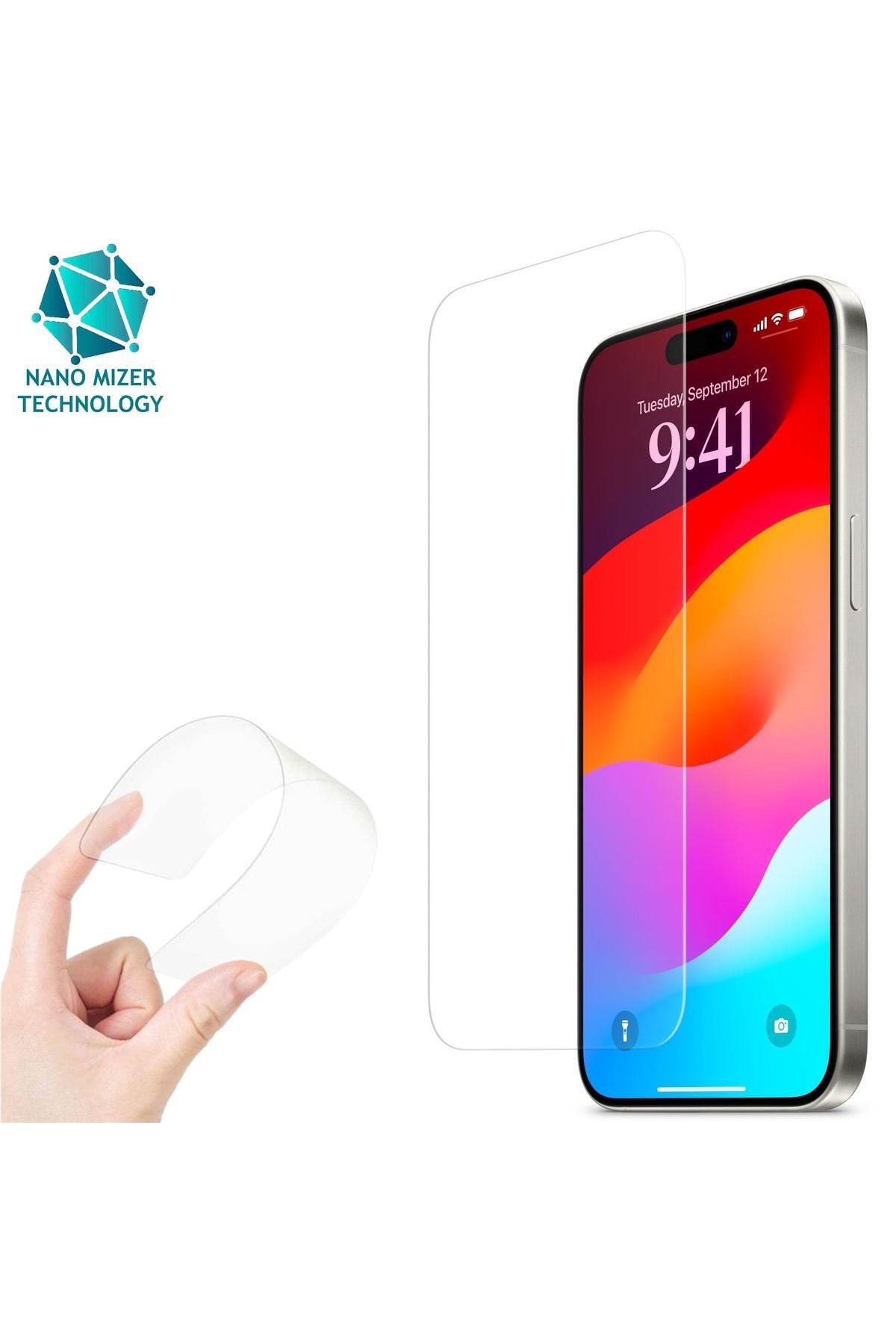(ESNEK NANO CAM) iPhone 15 Pro Max Uyumlu Ultra İnce Darbe Korumalı Esnek Nano Mizer Ekran Koruyucu