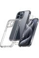 (2 CAM + 1 KILIF) iPhone 15 Pro Uyumlu 1 Şeffaf Silikon Kılıf + 2 Cam Ekran Koruyucu