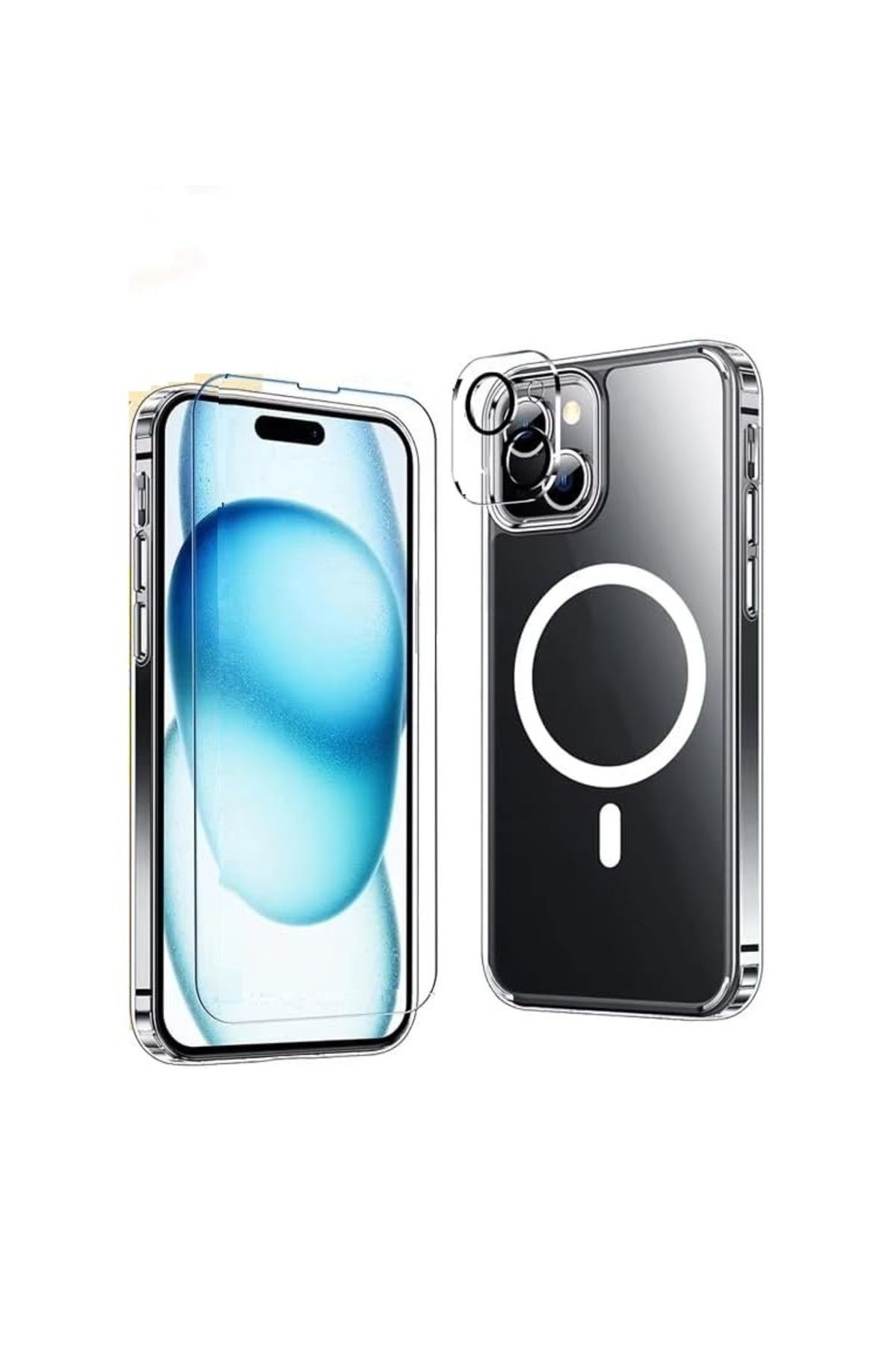 (3'ü 1 ARADA) iPhone 14 Uyumlu 1 MagSafe Kılıf + 1 Ekran Koruyucu + 1 Kamera Lens Koruyucu