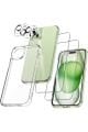 (5'i 1 ARADA) iPhone 15 Plus Uyumlu 1 Şeffaf Kılıf + 2 Ekran Koruyucu + 2 Kamera Lens Koruyucu