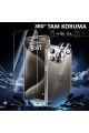 (5'i 1 ARADA) iPhone 15 Pro Uyumlu 1 Şeffaf Kılıf + 2 Ekran Koruyucu + 2 Kamera Lens Koruyucu