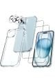 (5'i 1 ARADA) iPhone 15 Uyumlu 1 Şeffaf Kılıf + 2 Ekran Koruyucu + 2 Kamera Lens Koruyucu