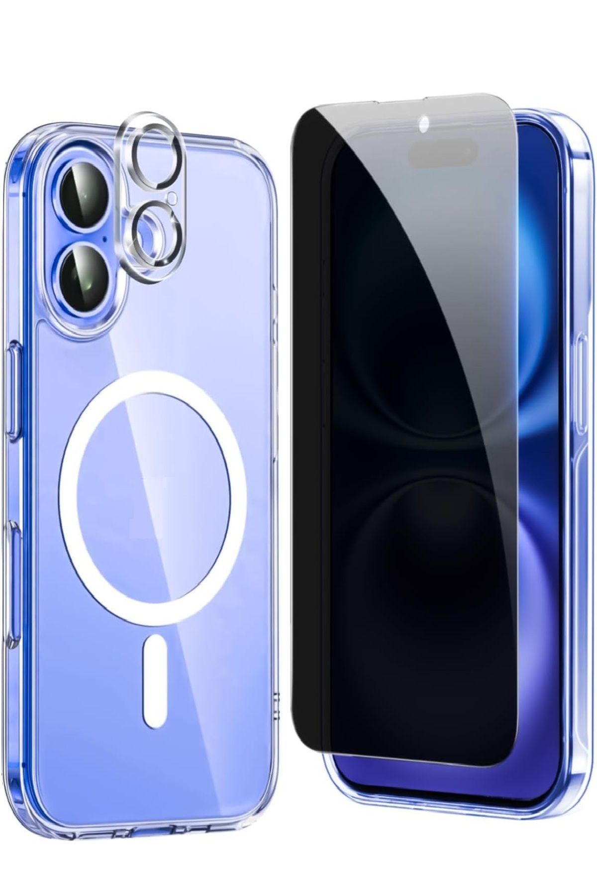 (HY+MG+LENS) iPhone 16 Plus Uyumlu 1 Hayalet Ekran Koruyucu + 1 MagSafe Kılıf + 1 Kamera Koruyucu