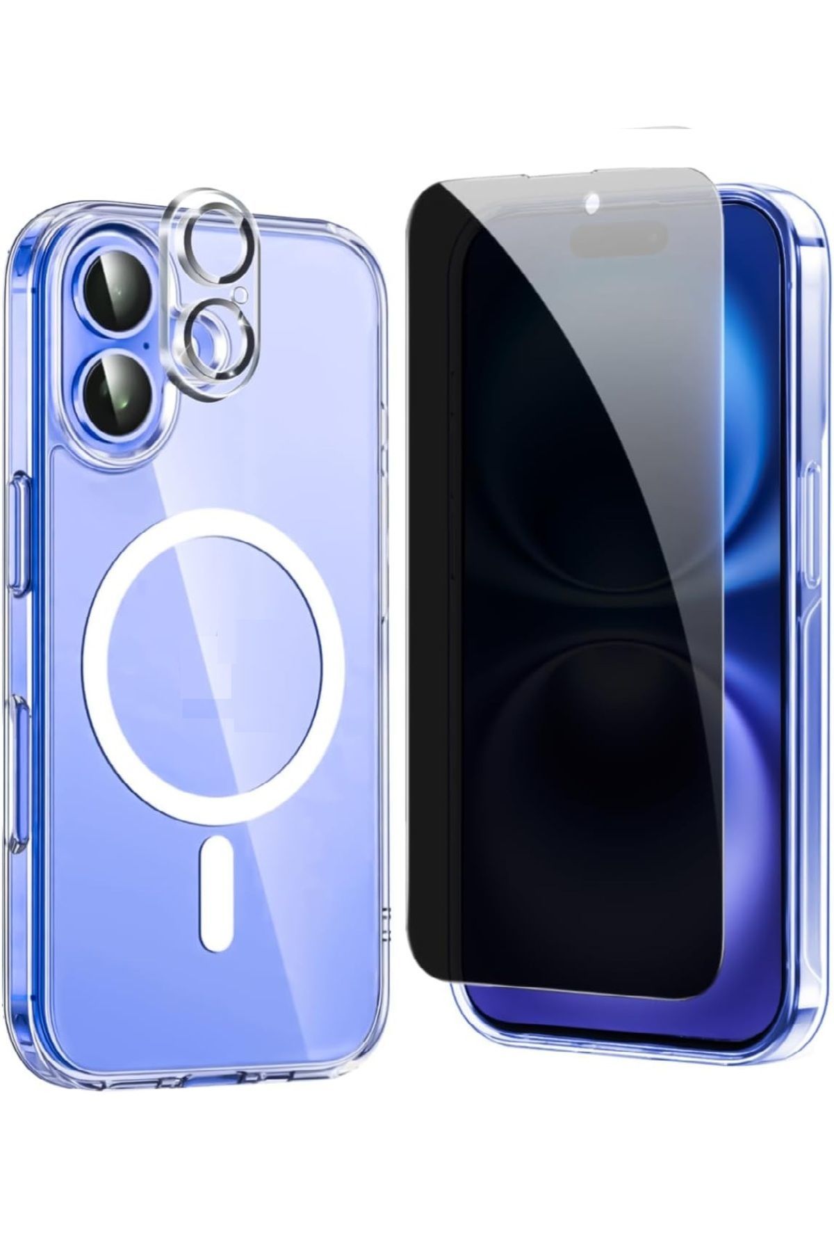 (HY+MG+LENS) iPhone 16 Uyumlu 1 Hayalet Ekran Koruyucu + 1 MagSafe Kılıf + 1 Kamera Koruyucu