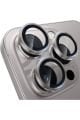 (METAL LENS) Iphone 16 Pro Max / 16 Pro Uyumlu Natürel Titanyum Metal Kamera Lens Koruyucu