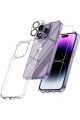 (ŞEF+CAM+LENS) iPhone 14 Pro Max Uyumlu 1 Şeffaf Kılıf + 1 Ekran Koruyucu + 1 Kamera Lens Koruyucu