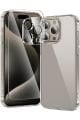 (ŞEF+CAM+LENS) iPhone 15 Pro Max Uyumlu 1 Şeffaf Kılıf + 1 Ekran Koruyucu + 1 Kamera Lens Koruyucu