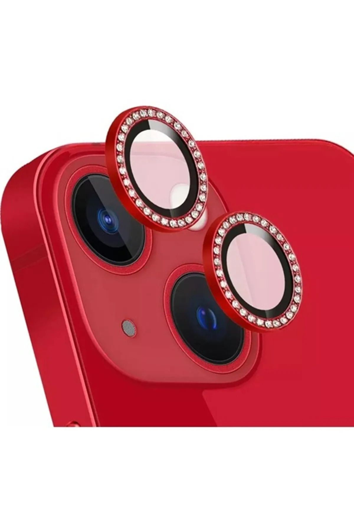 (TAŞLI LENS KORUYUCU) Iphone 13 / Iphone 13 Mini Uyumlu Taşlı Çerçeveli Kamera Lensi Koruyucu