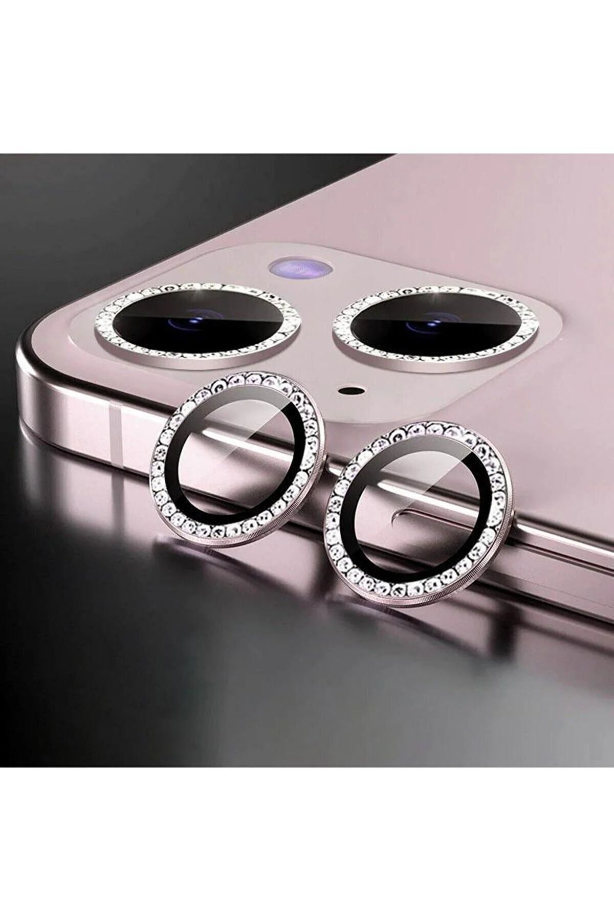 (TAŞLI LENS) Iphone 13 / Iphone 13 Mini Uyumlu Taşlı Çerçeveli Kamera Lensi Koruyucu