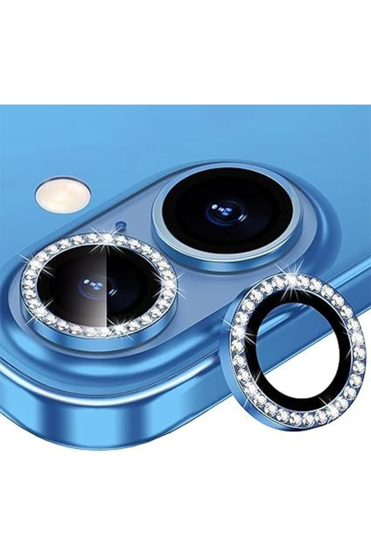 (TAŞLI LENS) Iphone 16 / 16 Plus Uyumlu Taşlı Laciverttaş Kamera Lens Koruyucu