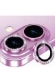 (TAŞLI LENS) Iphone 16 / 16 Plus Uyumlu Taşlı Pembe Kamera Lens Koruyucu