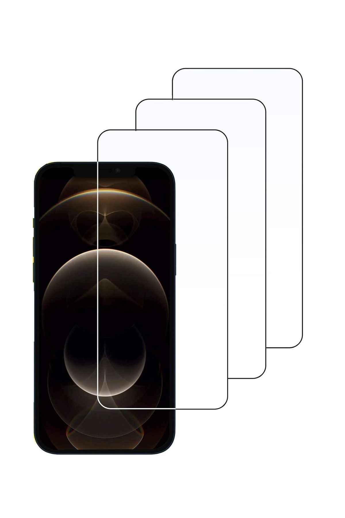 3'lü Paket iPhone 12 Pro Max Uyumlu Temperli HD+ Cam Ekran Koruyucu (3'lü Paket)