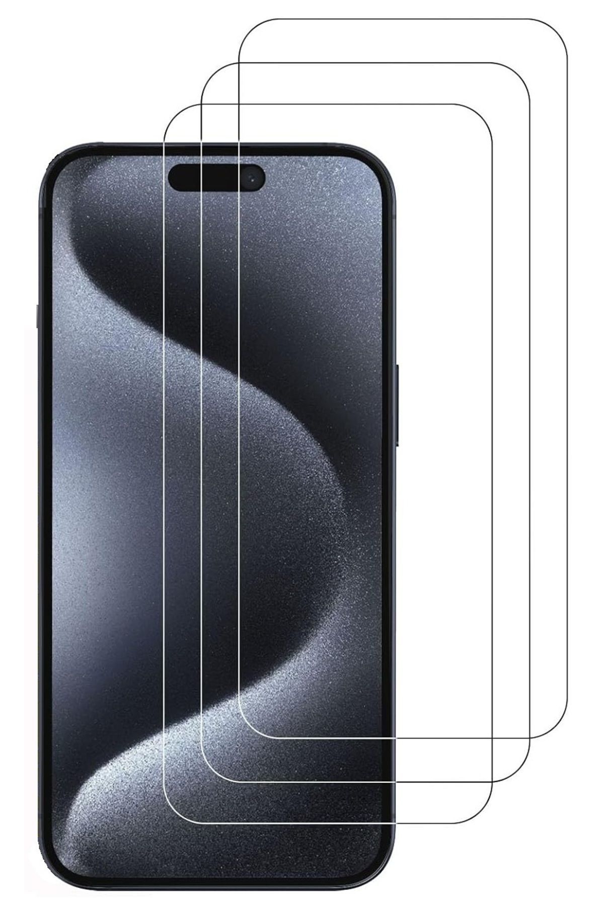 3'lü Paket iPhone 15 Pro Max Uyumlu Temperli HD+ Cam Ekran Koruyucu (3'lü Paket)