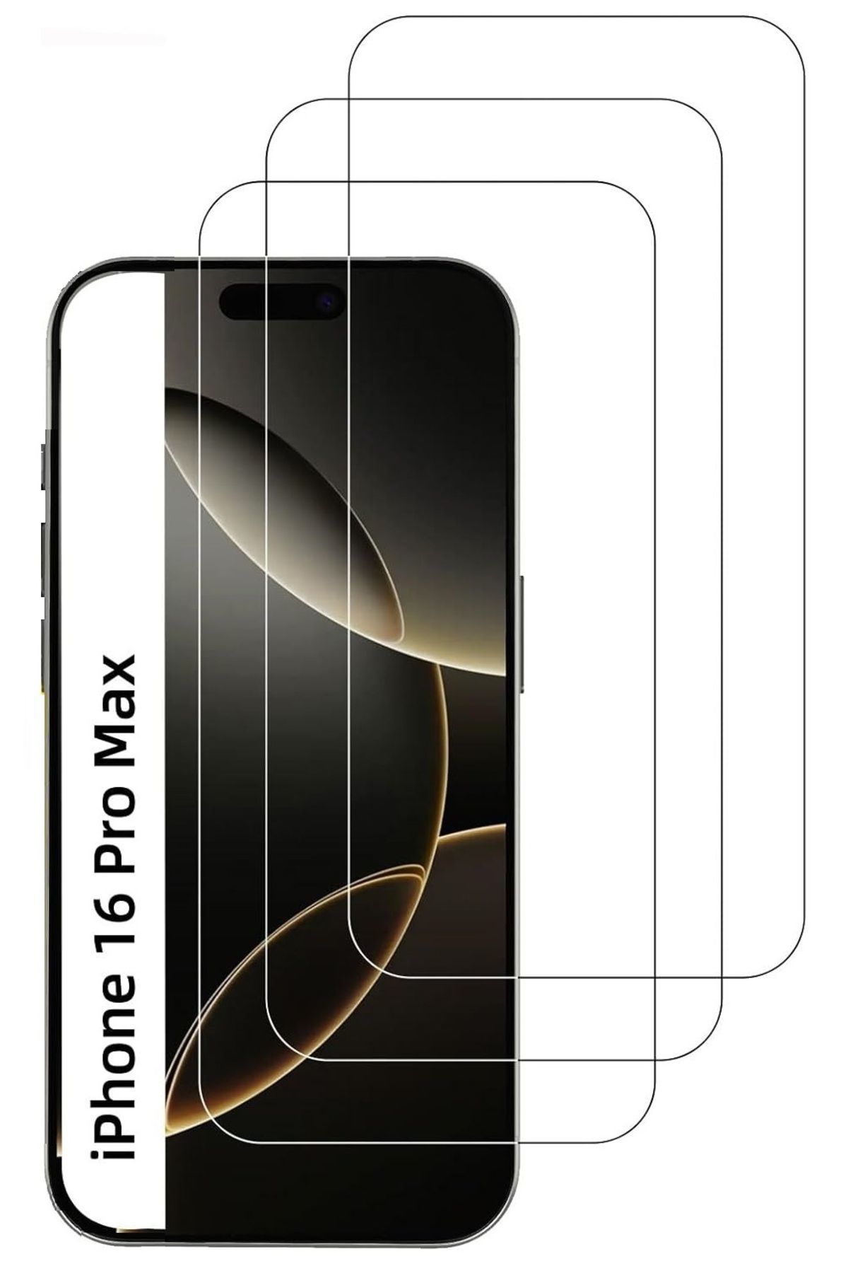 3'lü Paket iPhone 16 Pro Max Uyumlu Temperli HD+ Cam Ekran Koruyucu (3'lü Paket)