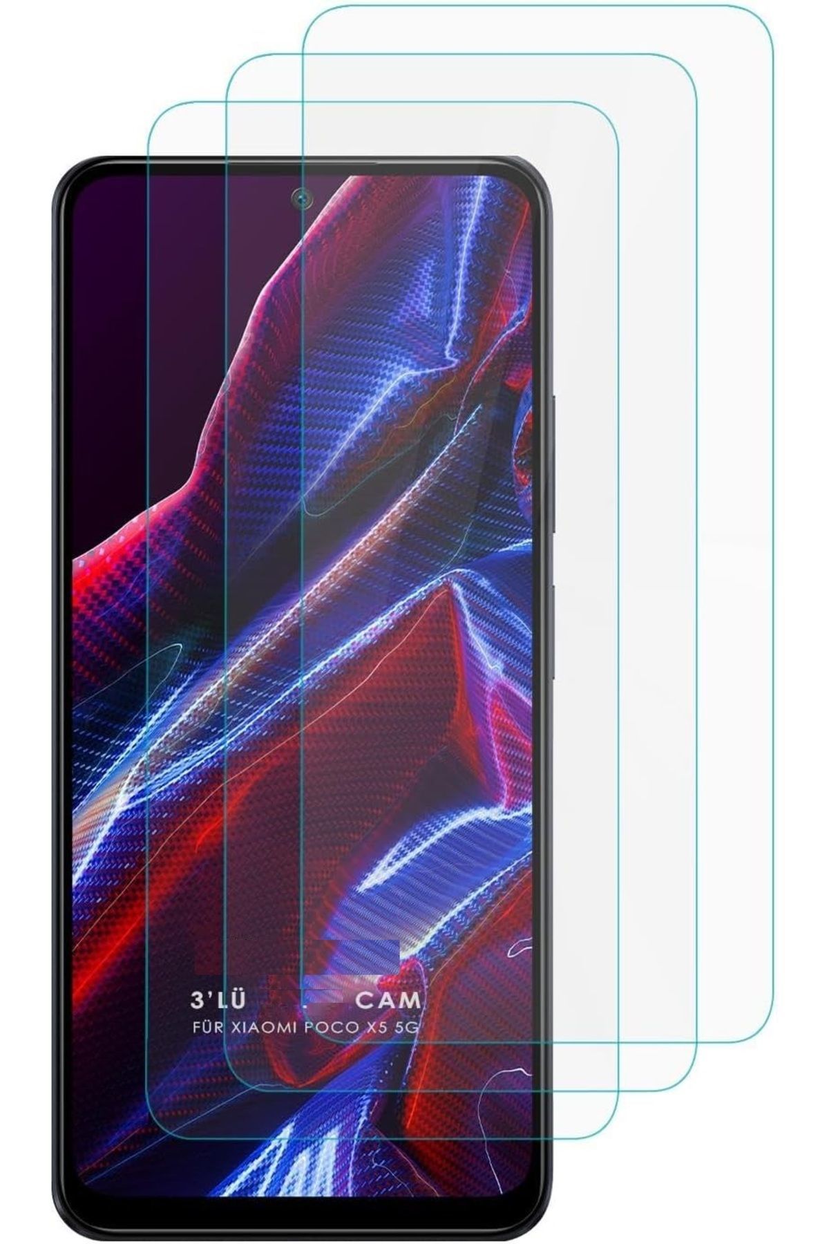 3'lü Paket Poco X5 5g Uyumlu Temperli Hd Cam Ekran Koruyucu (3'LÜ PAKET)