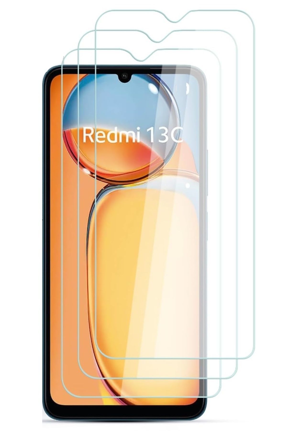 3'lü Paket Redmi 13C Uyumlu Temperli HD+ Cam Ekran Koruyucu (3'lü Paket)