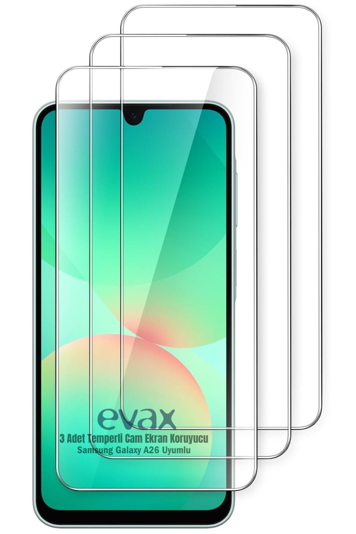 3'lü Paket Samsung A26 Uyumlu Temperli HD+ Cam Ekran Koruyucu (3'lü Paket)