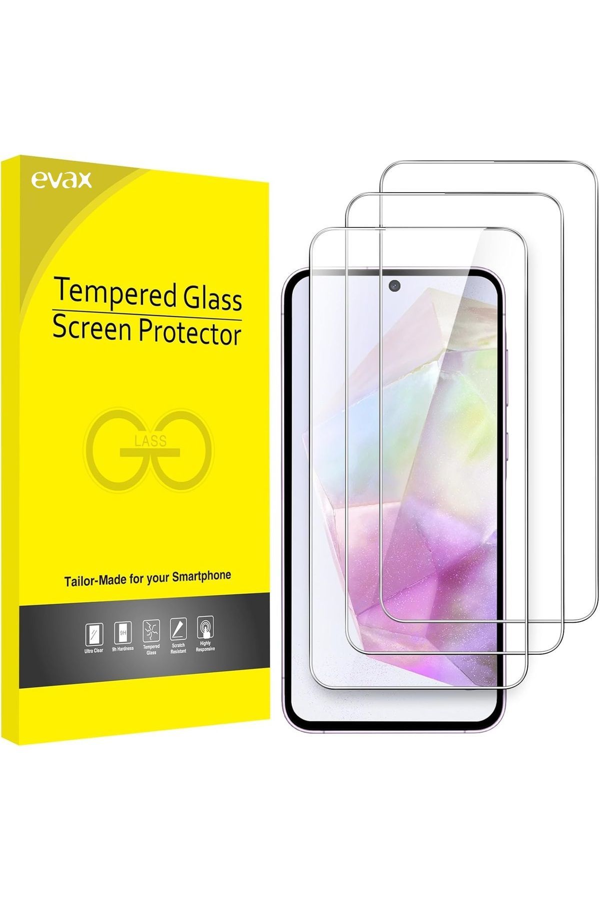 3'lü Paket Samsung A35 Uyumlu Temperli HD+ Cam Ekran Koruyucu (3'lü Paket)